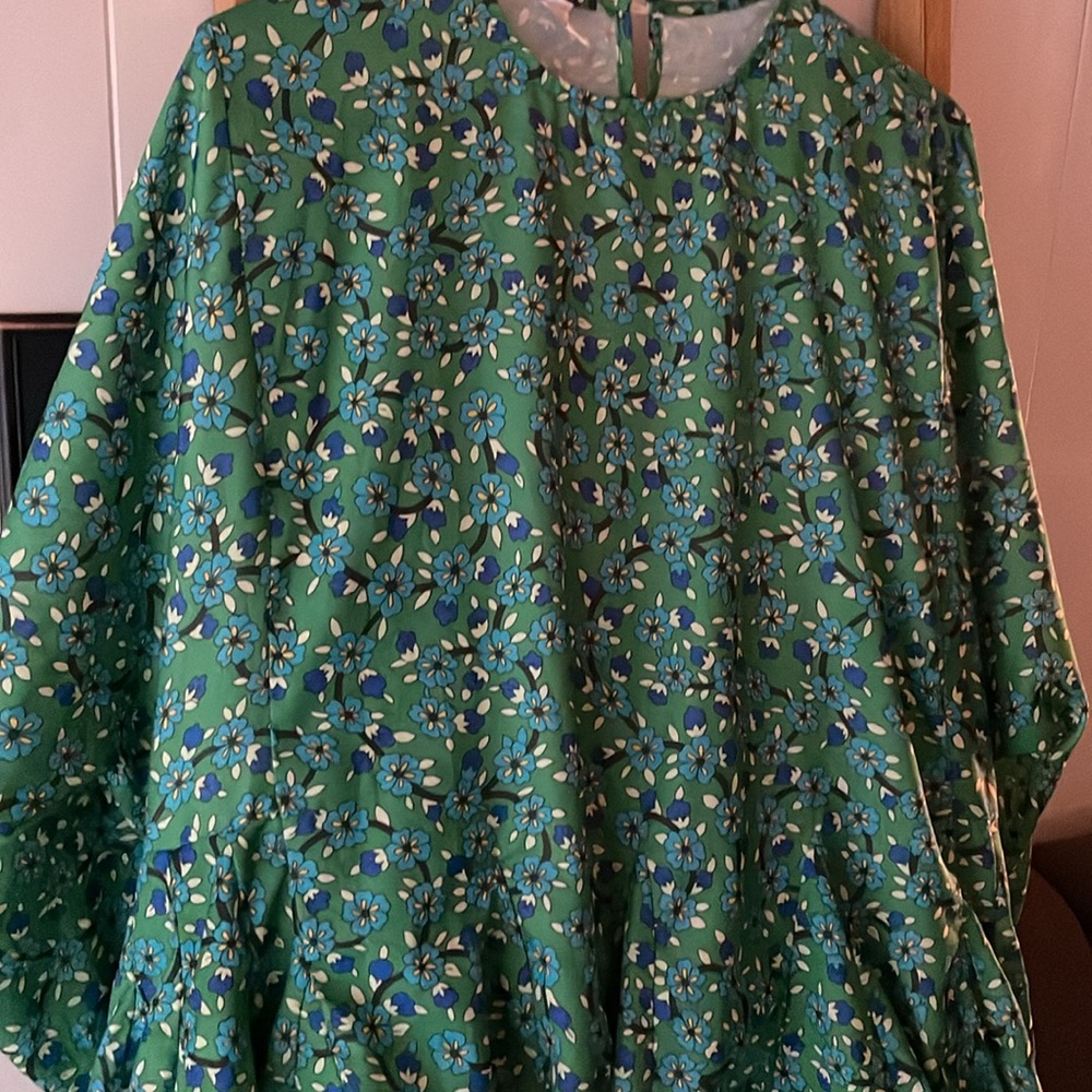 Green Floral Long Sleeve Blouse - Picture 7 of 7